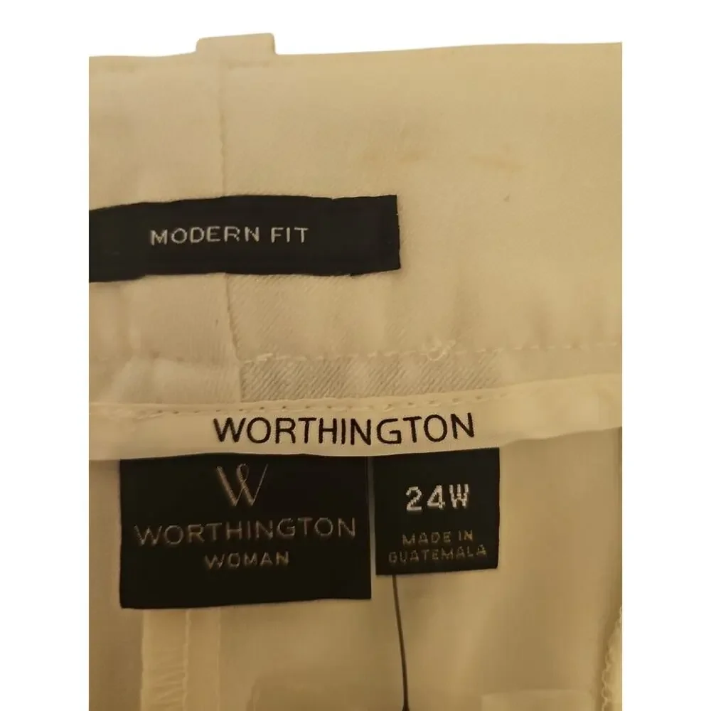Worthington Modern Fit Women's‎ Dress Pant Wide Leg Size 24W Ivory